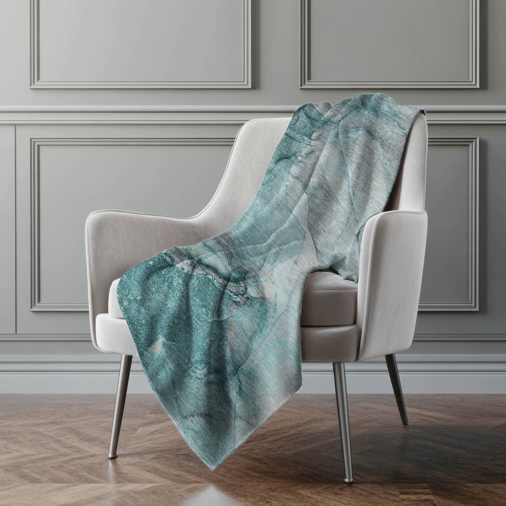 Premium Machine Washable ASB524 Teal 50" x 70" Sherpa Throw Blanket. Picture 4