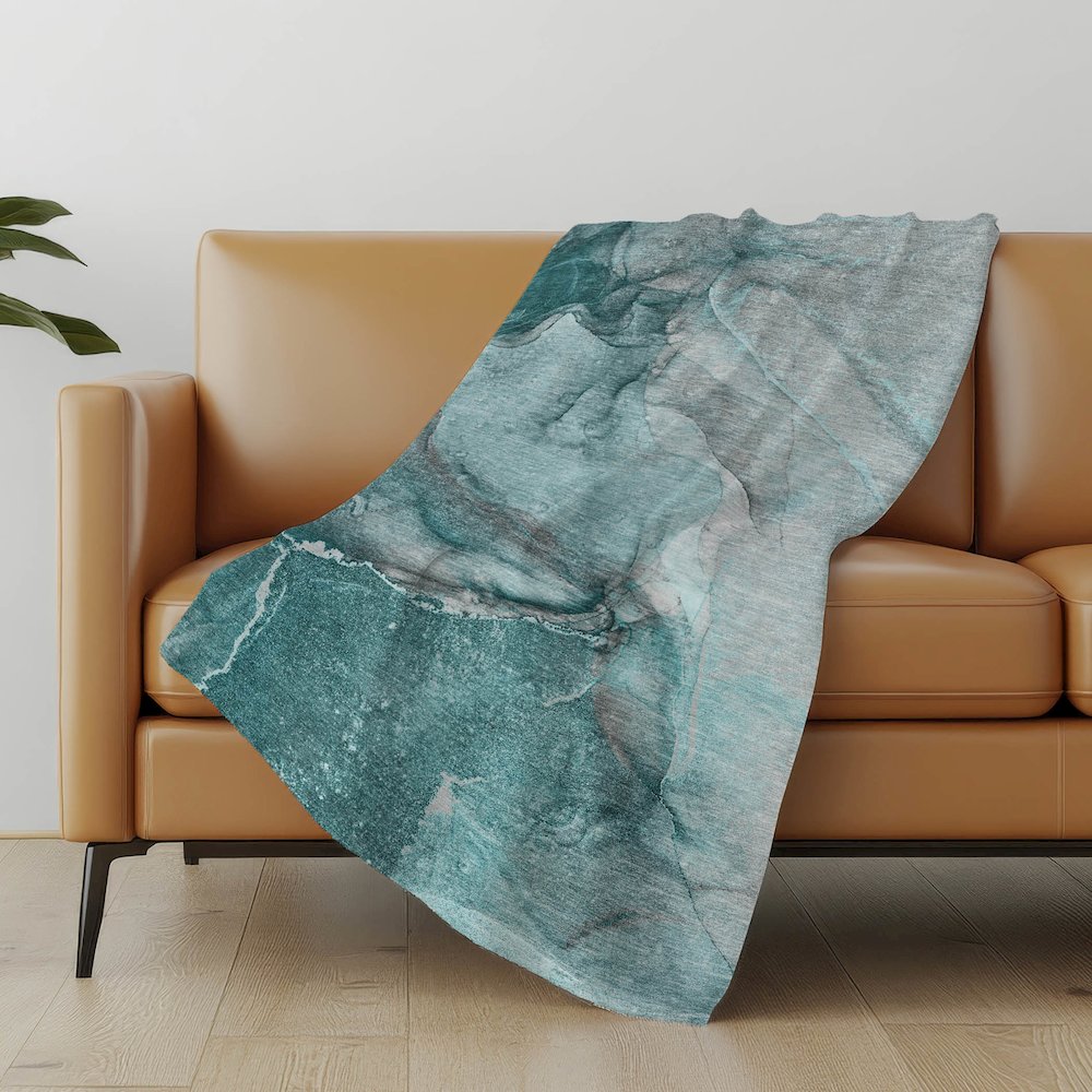 Premium Machine Washable ASB524 Teal 50" x 70" Sherpa Throw Blanket. Picture 5