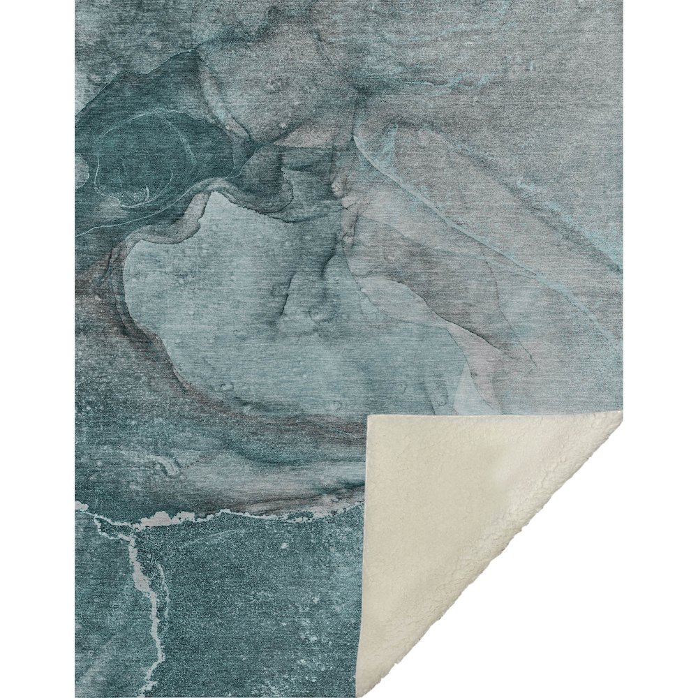 Premium Machine Washable ASB524 Teal 50" x 70" Sherpa Throw Blanket. Picture 1