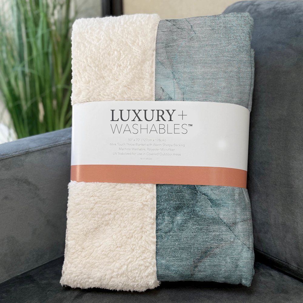 Premium Machine Washable ASB524 Teal 50" x 70" Sherpa Throw Blanket. Picture 3
