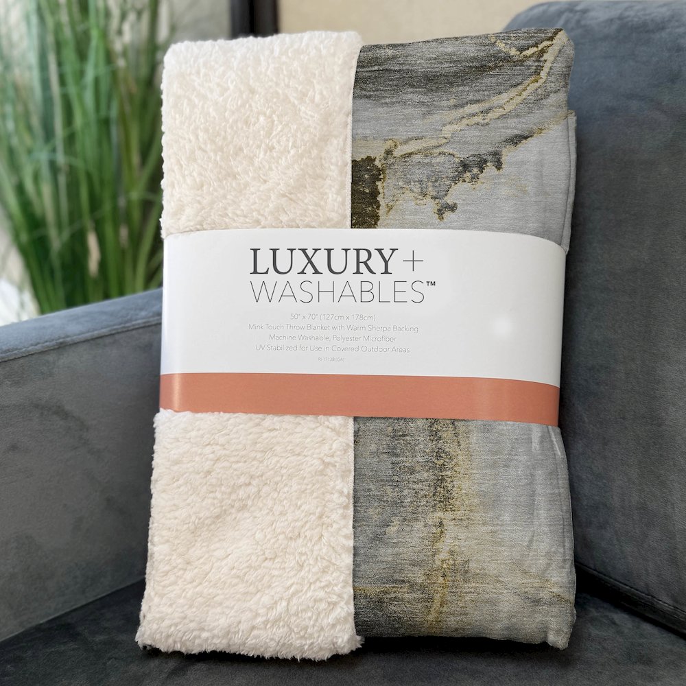 Premium Machine Washable ASB525 Gold 50" x 70" Sherpa Throw Blanket. Picture 3