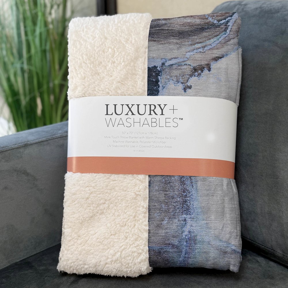 Premium Machine Washable ASB525 Navy 50" x 70" Sherpa Throw Blanket. Picture 3