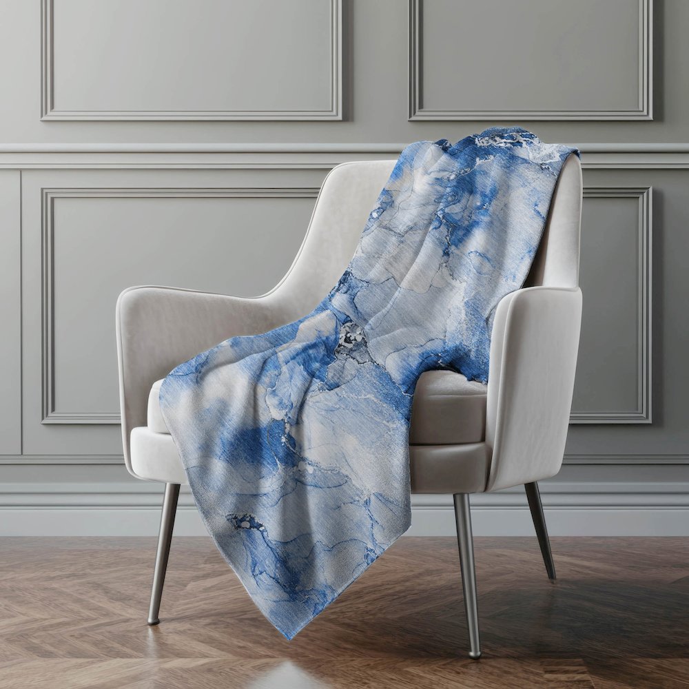 Premium Machine Washable ASB526 Navy 50" x 70" Sherpa Throw Blanket. Picture 4