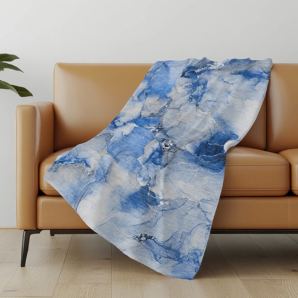 Premium Machine Washable ASB526 Navy 50" x 70" Sherpa Throw Blanket. Picture 5