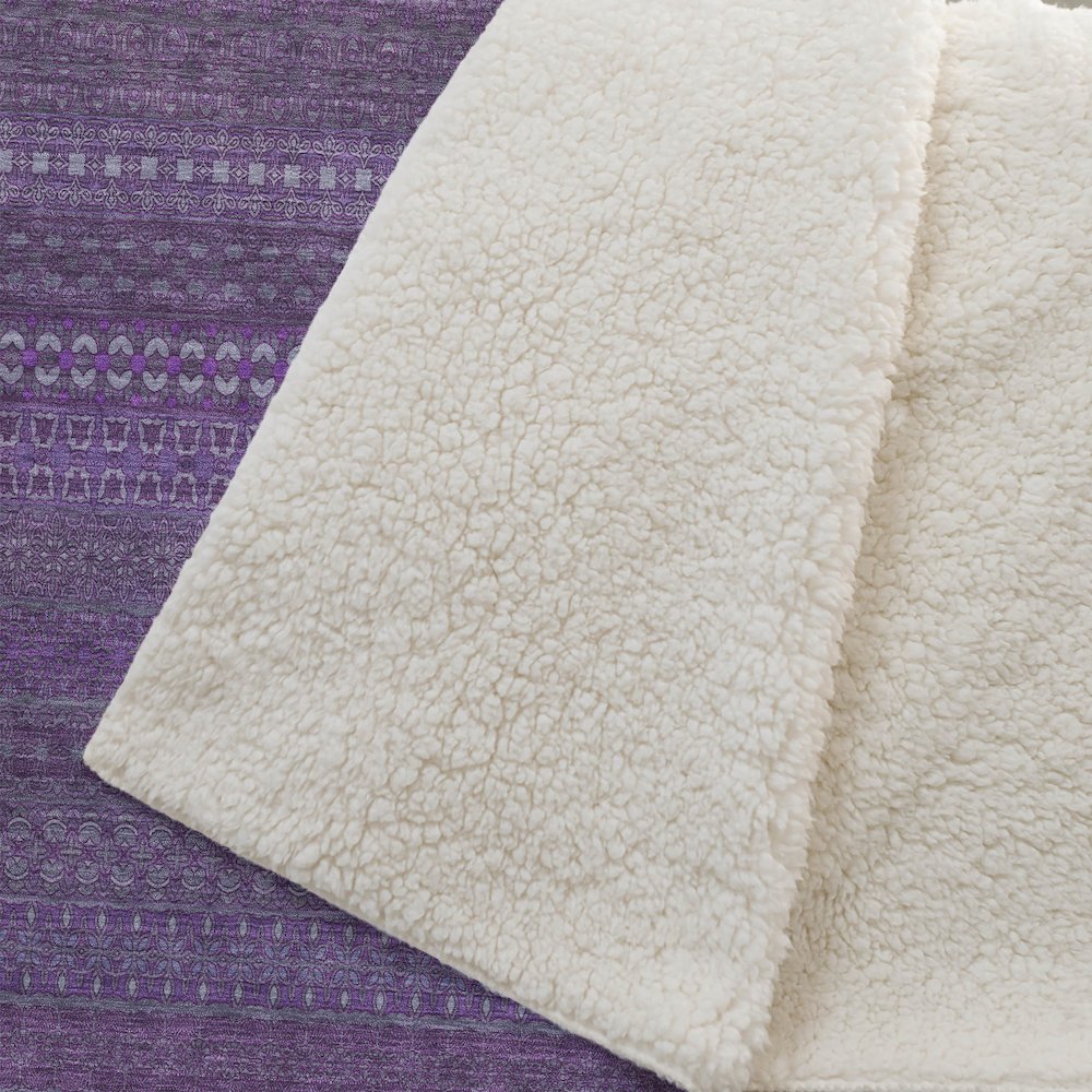 Premium Machine Washable ASB527 Eggplant 50" x 70" Sherpa Throw Blanket. Picture 2