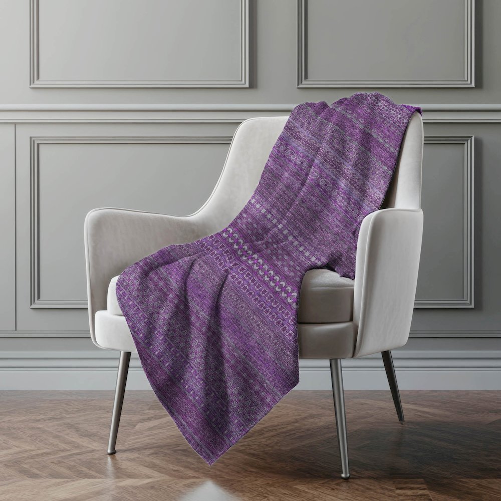 Premium Machine Washable ASB527 Eggplant 50" x 70" Sherpa Throw Blanket. Picture 4