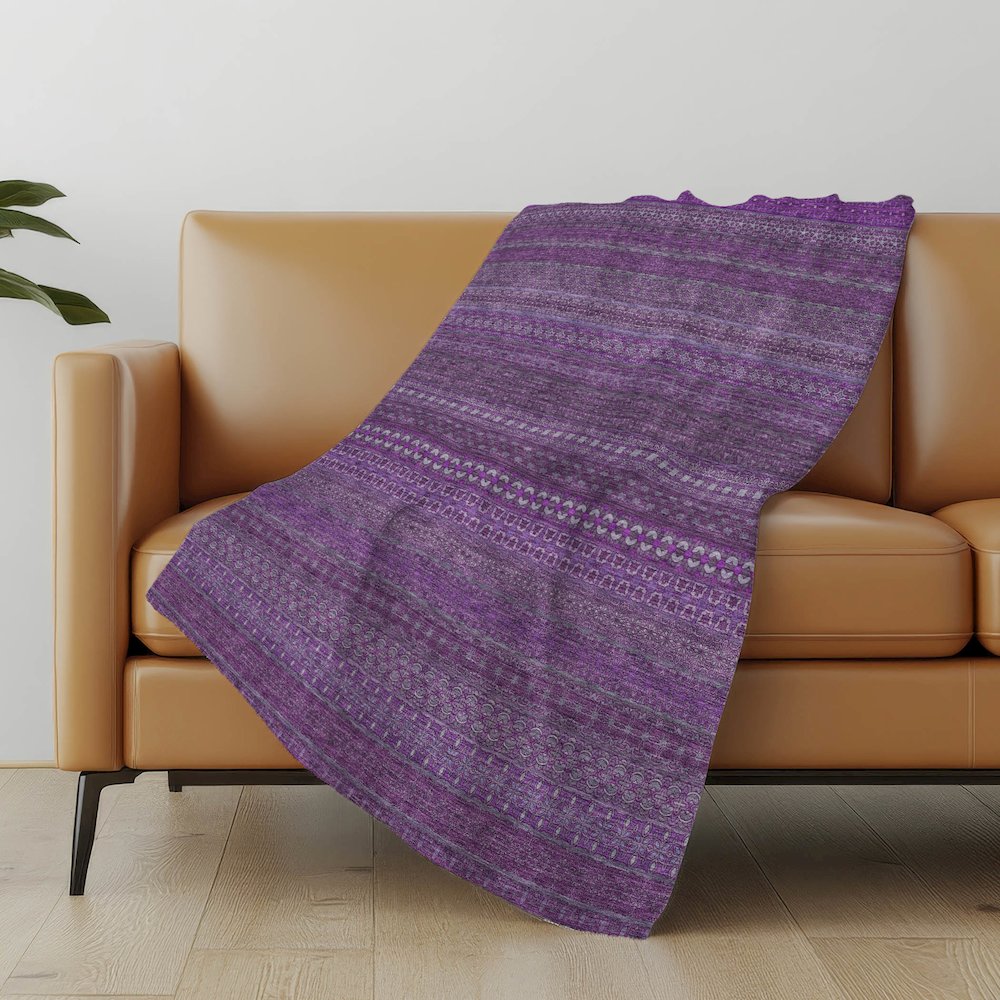 Premium Machine Washable ASB527 Eggplant 50" x 70" Sherpa Throw Blanket. Picture 5