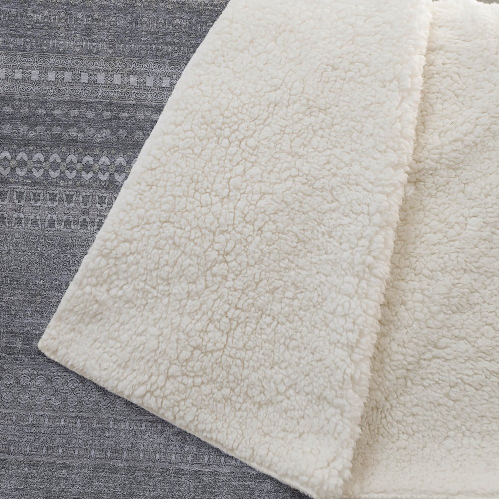 Premium Machine Washable ASB527 Gray 50" x 70" Sherpa Throw Blanket. Picture 2