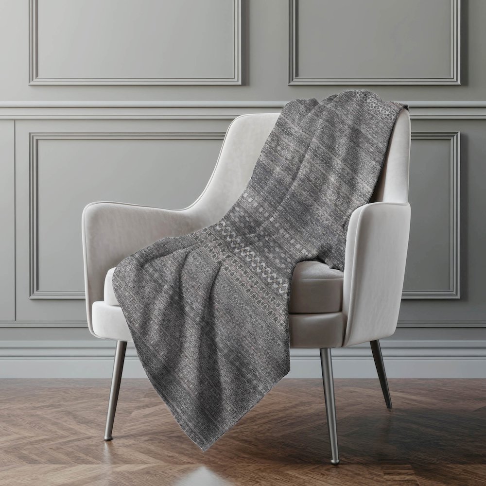 Premium Machine Washable ASB527 Gray 50" x 70" Sherpa Throw Blanket. Picture 4