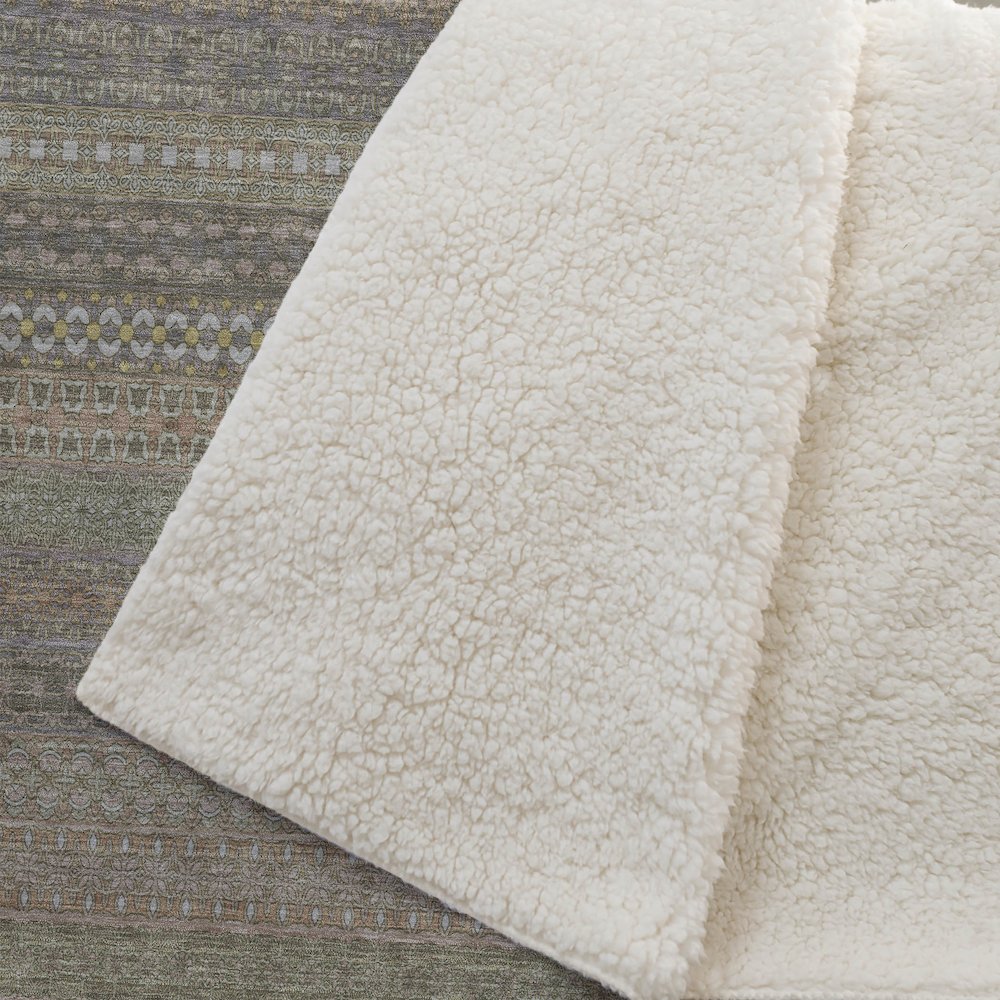 Premium Machine Washable ASB527 Khaki 50" x 70" Sherpa Throw Blanket. Picture 2