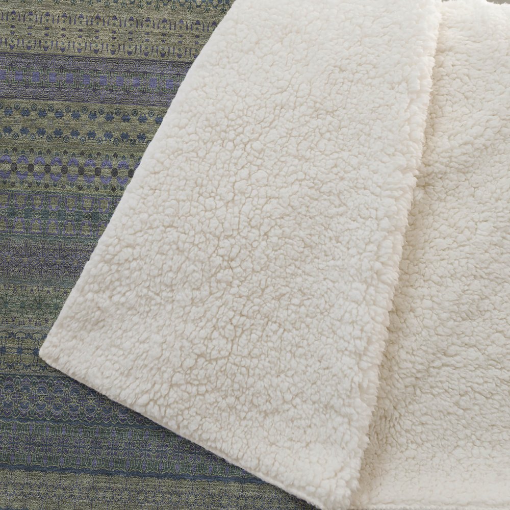Premium Machine Washable ASB527 Olive 50" x 70" Sherpa Throw Blanket. Picture 2