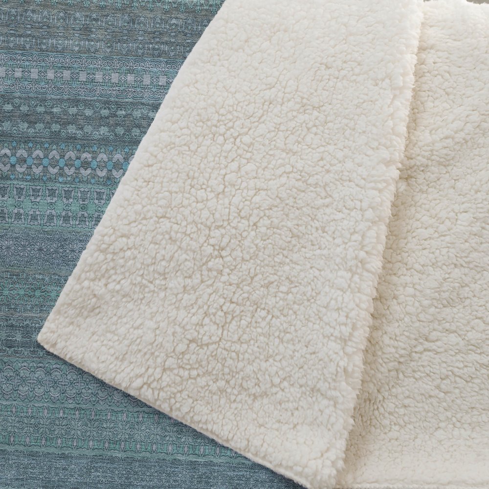 Premium Machine Washable ASB527 Turquoise 50" x 70" Sherpa Throw Blanket. Picture 2