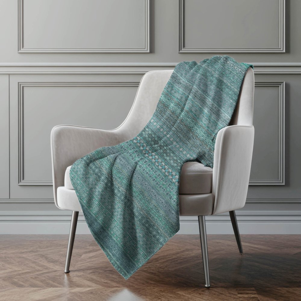 Premium Machine Washable ASB527 Turquoise 50" x 70" Sherpa Throw Blanket. Picture 4