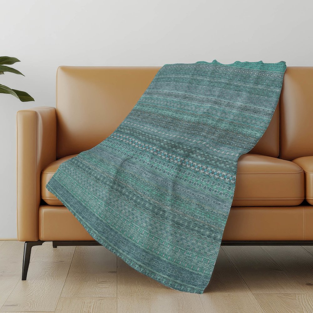 Premium Machine Washable ASB527 Turquoise 50" x 70" Sherpa Throw Blanket. Picture 5