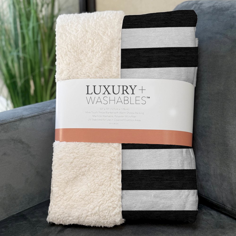 Premium Machine Washable ASB528 Black 50" x 70" Sherpa Throw Blanket. Picture 3