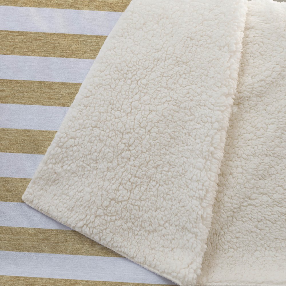 Premium Machine Washable ASB528 Gold 50" x 70" Sherpa Throw Blanket. Picture 2