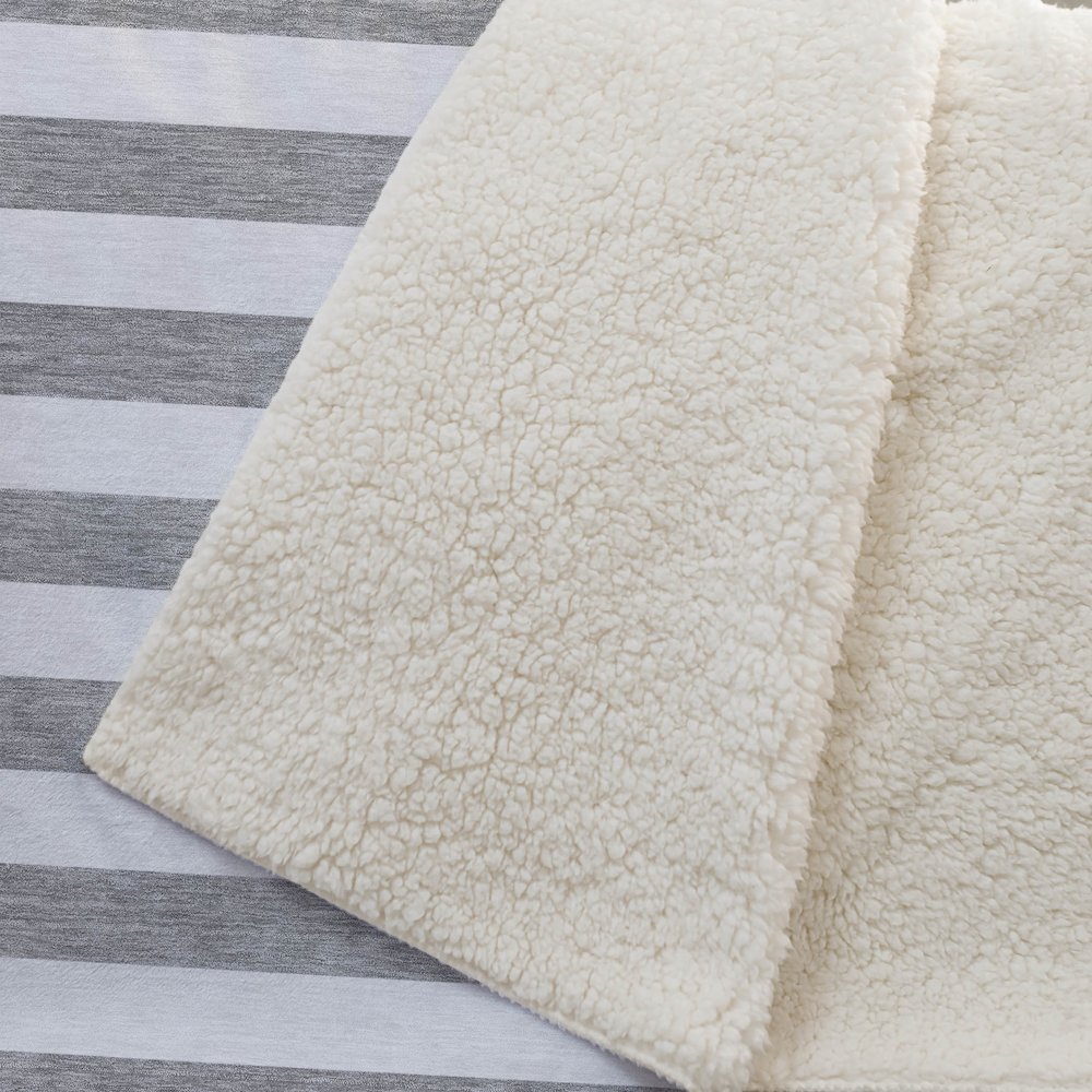 Premium Machine Washable ASB528 Gray 50" x 70" Sherpa Throw Blanket. Picture 2