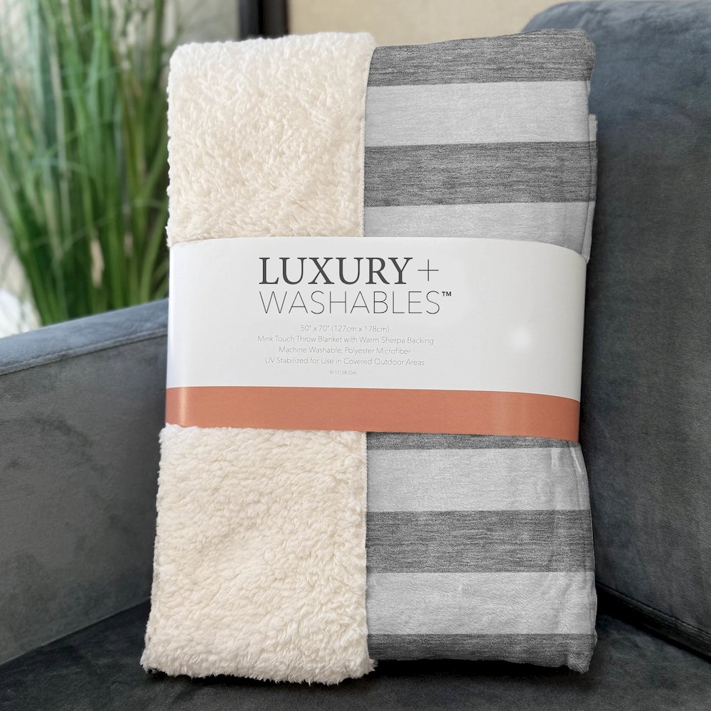 Premium Machine Washable ASB528 Gray 50" x 70" Sherpa Throw Blanket. Picture 3