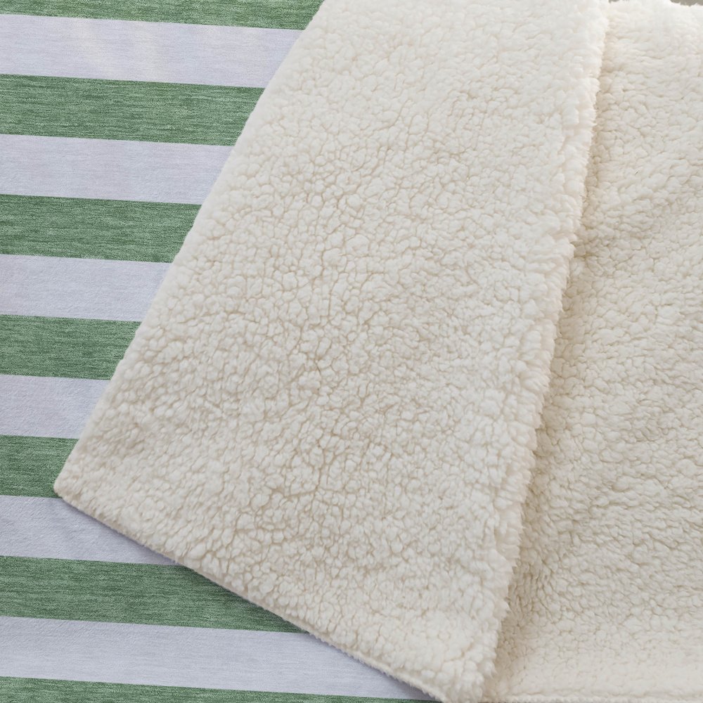 Premium Machine Washable ASB528 Green 50" x 70" Sherpa Throw Blanket. Picture 2