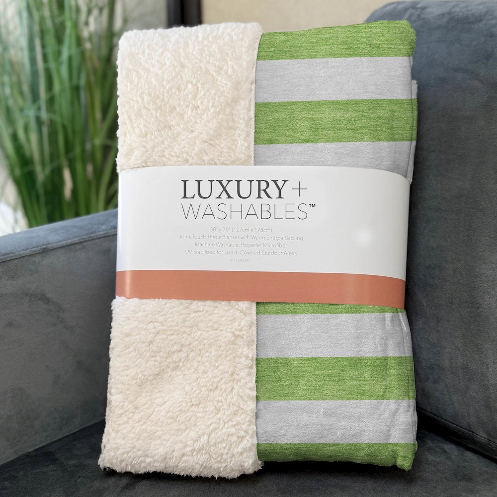 Premium Machine Washable ASB528 Lime 50" x 70" Sherpa Throw Blanket. Picture 3