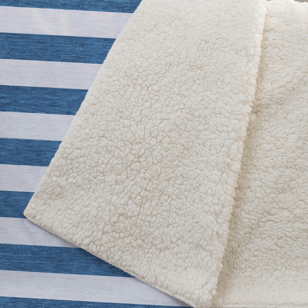 Premium Machine Washable ASB528 Navy 50" x 70" Sherpa Throw Blanket. Picture 2