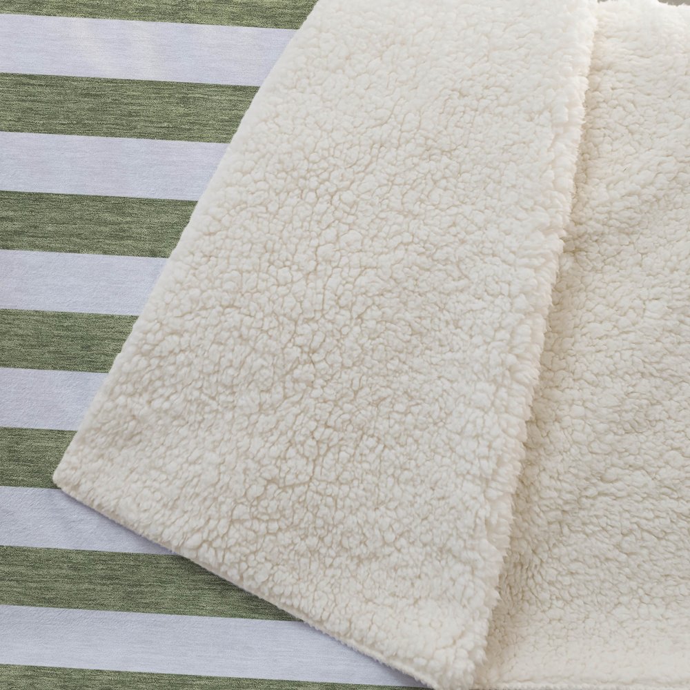 Premium Machine Washable ASB528 Olive 50" x 70" Sherpa Throw Blanket. Picture 2