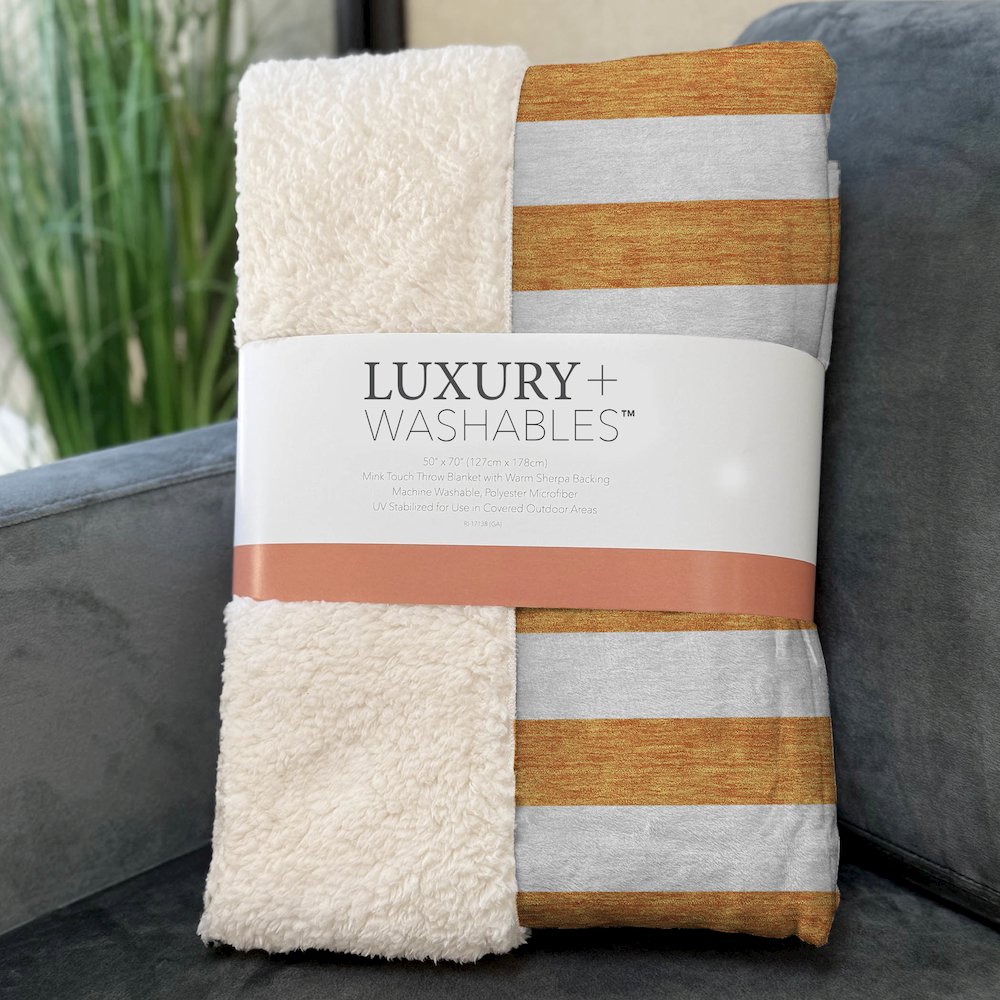 Premium Machine Washable ASB528 Orange 50" x 70" Sherpa Throw Blanket. Picture 3