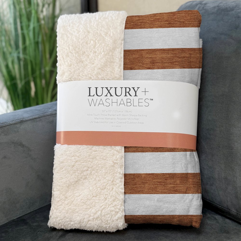 Premium Machine Washable ASB528 Paprika 50" x 70" Sherpa Throw Blanket. Picture 3
