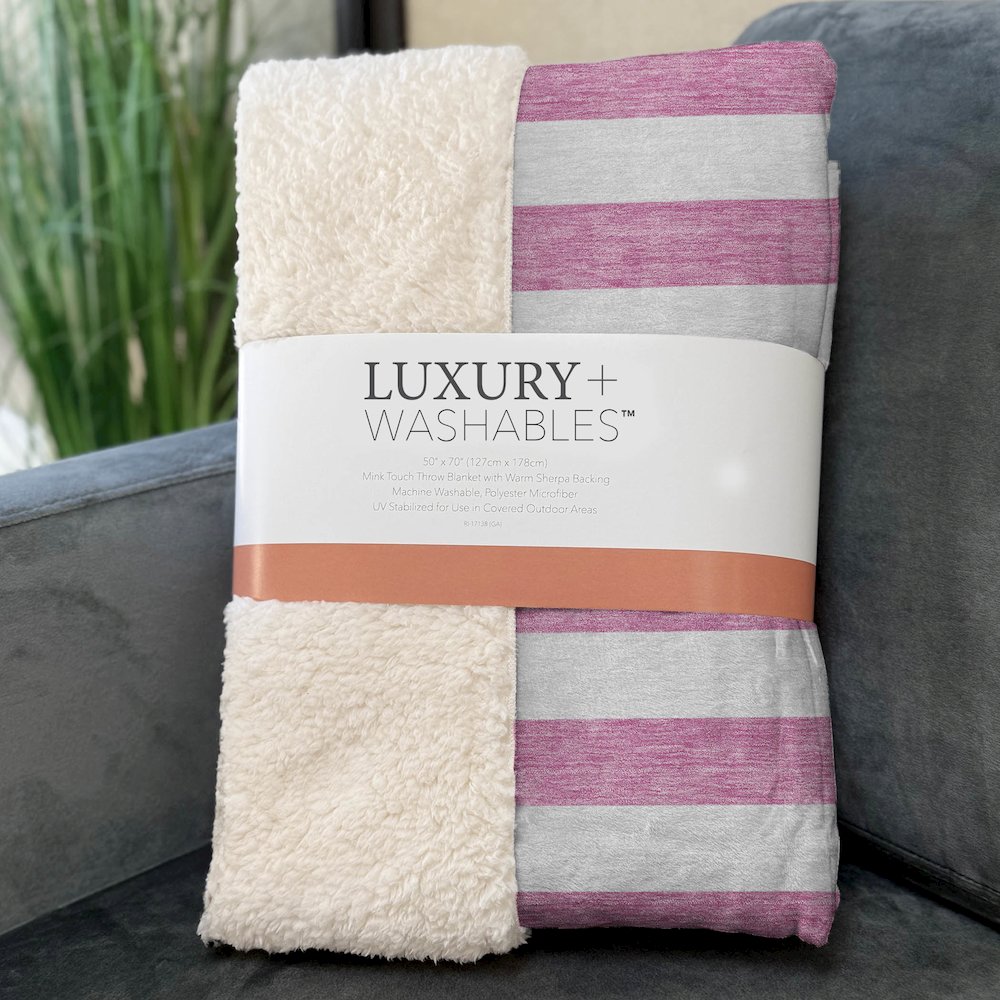 Premium Machine Washable ASB528 Pink 50" x 70" Sherpa Throw Blanket. Picture 3