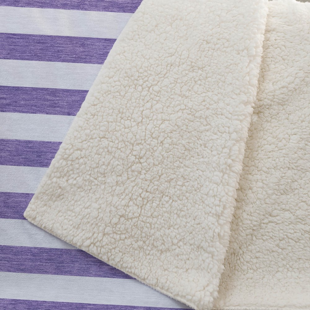 Premium Machine Washable ASB528 Purple 50" x 70" Sherpa Throw Blanket. Picture 2