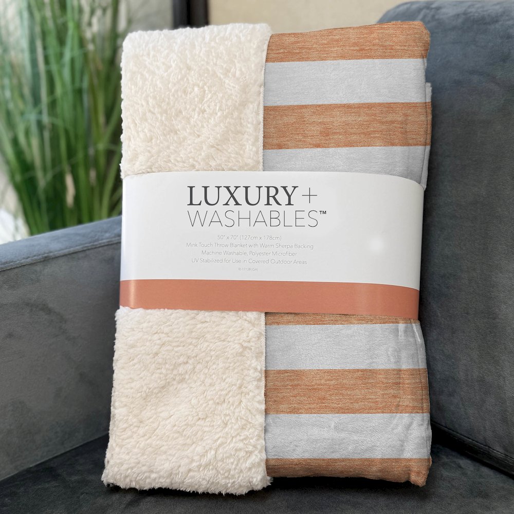Premium Machine Washable ASB528 Salmon 50" x 70" Sherpa Throw Blanket. Picture 3