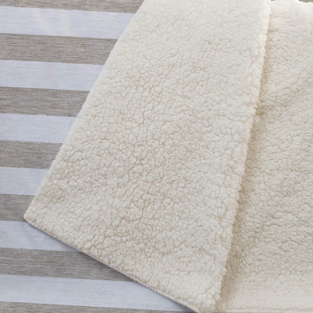 Premium Machine Washable ASB528 Taupe 50" x 70" Sherpa Throw Blanket. Picture 2