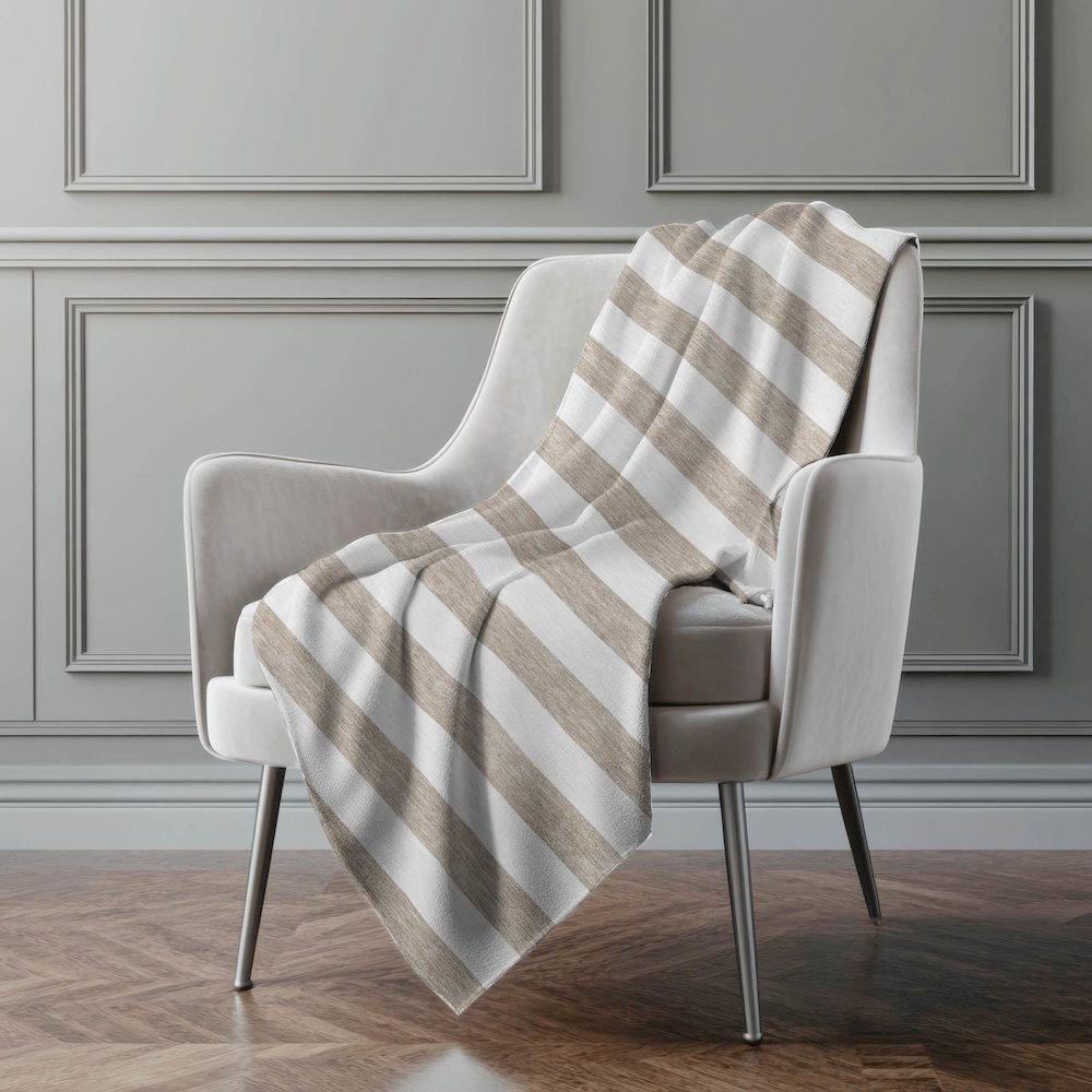 Premium Machine Washable ASB528 Taupe 50" x 70" Sherpa Throw Blanket. Picture 4