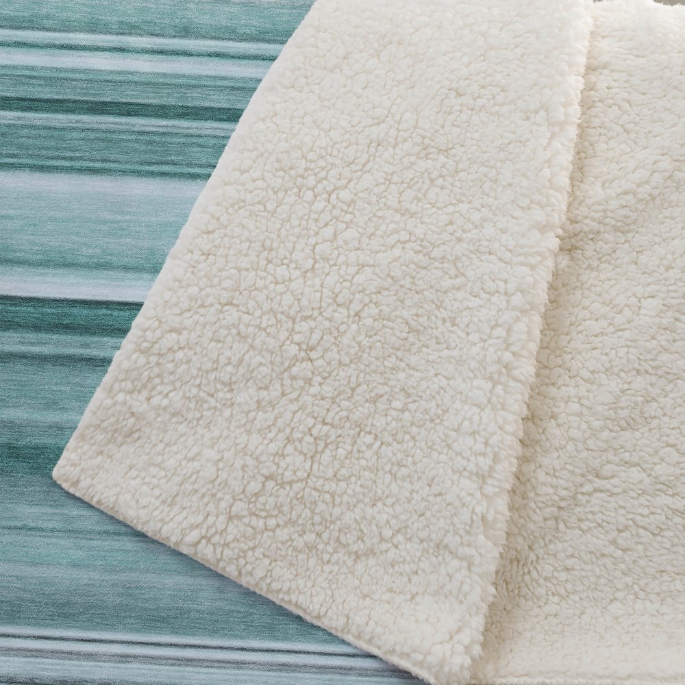 Premium Machine Washable ASB529 Aqua 50" x 70" Sherpa Throw Blanket. Picture 2