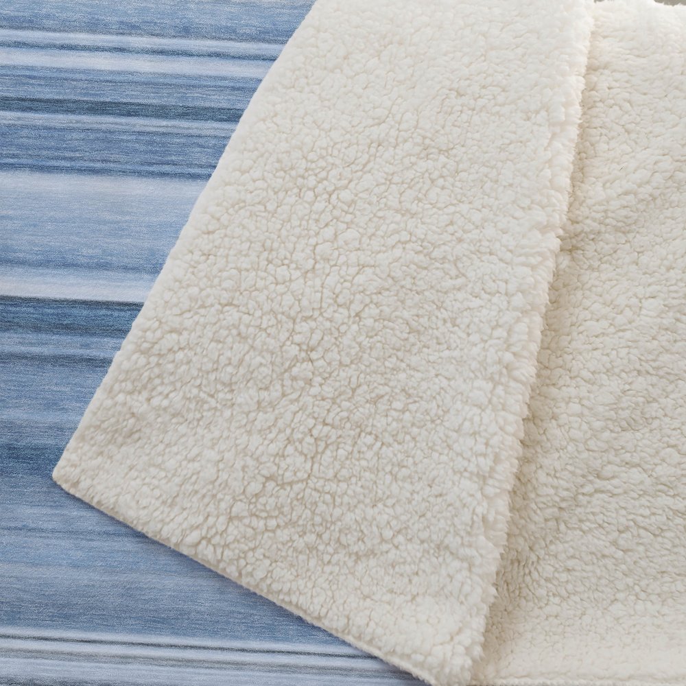 Premium Machine Washable ASB529 Blue 50" x 70" Sherpa Throw Blanket. Picture 2