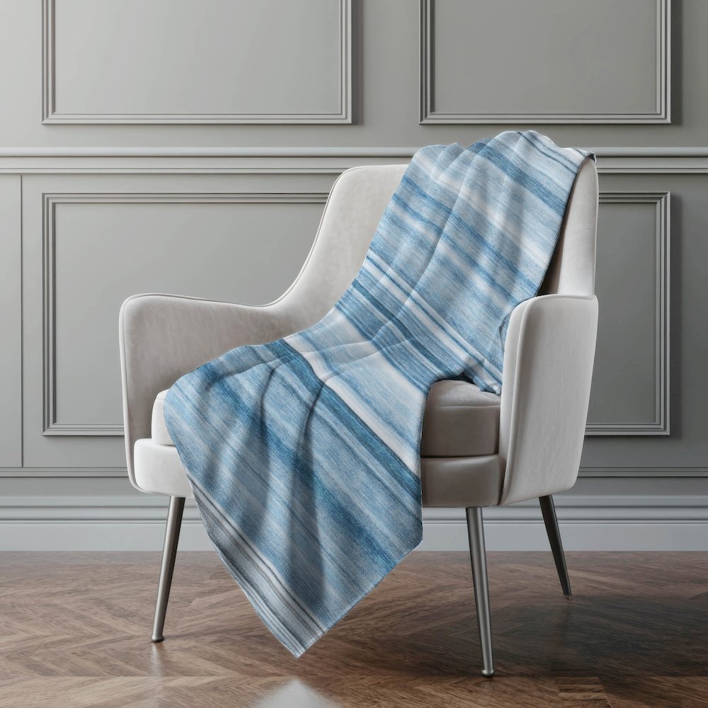 Premium Machine Washable ASB529 Blue 50" x 70" Sherpa Throw Blanket. Picture 4