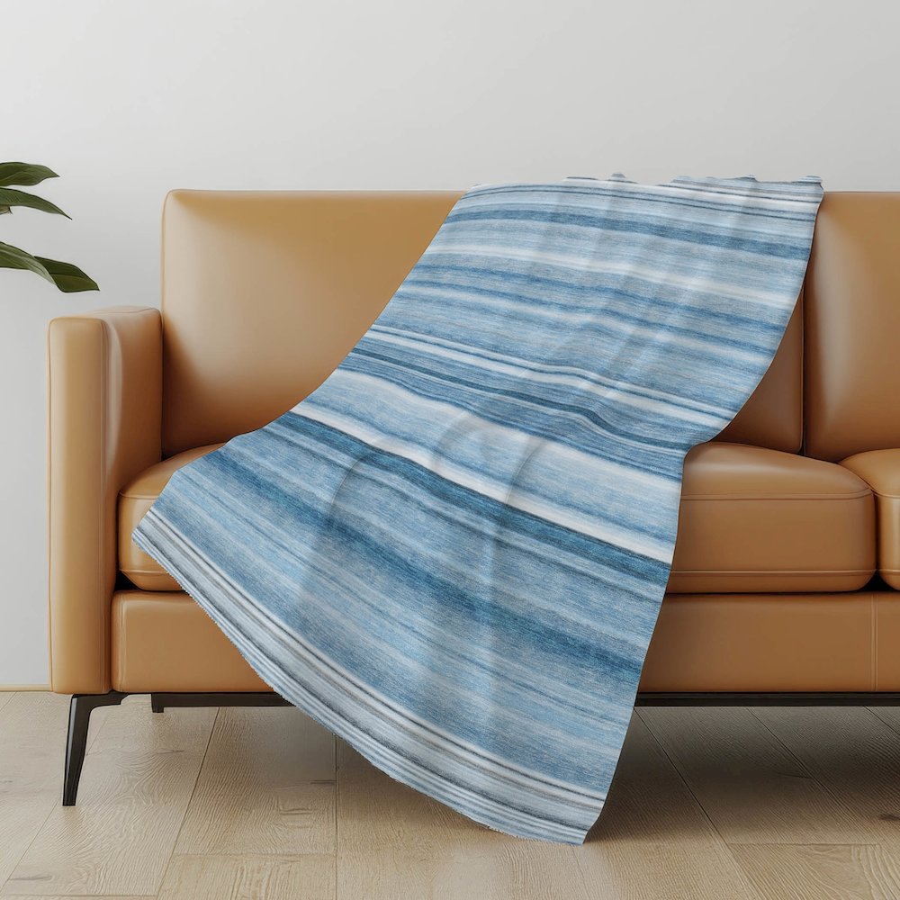 Premium Machine Washable ASB529 Blue 50" x 70" Sherpa Throw Blanket. Picture 5