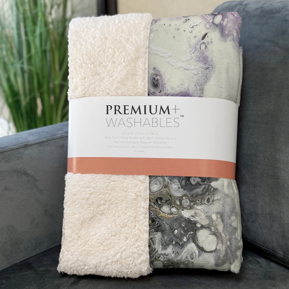 Premium Machine Washable ASB52 Amethyst 50" x 70" Sherpa Throw Blanket. Picture 3