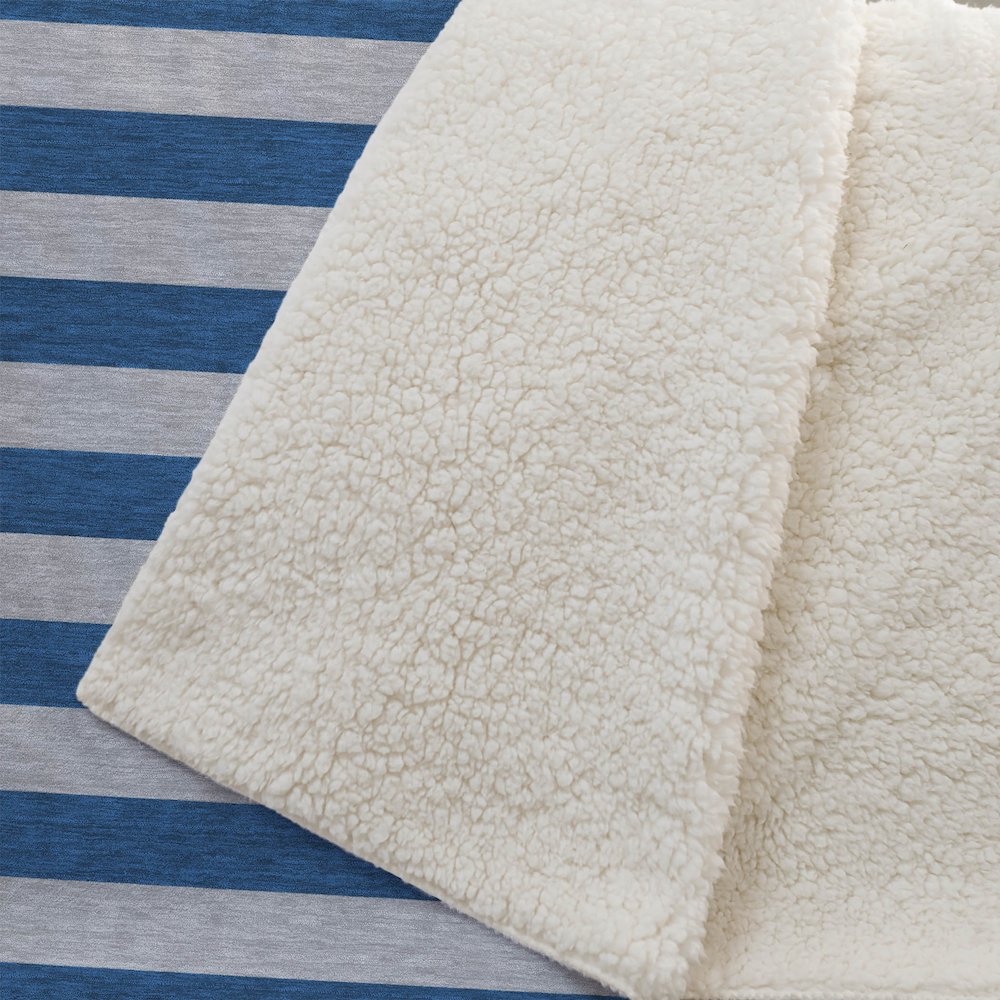 Premium Machine Washable ASB530 Blue 50" x 70" Sherpa Throw Blanket. Picture 2