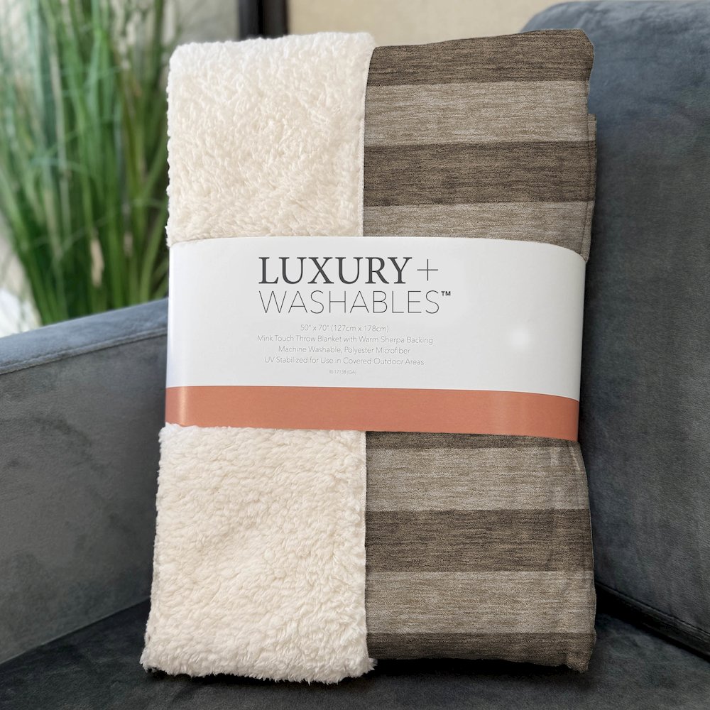 Premium Machine Washable ASB530 Coffee 50" x 70" Sherpa Throw Blanket. Picture 3