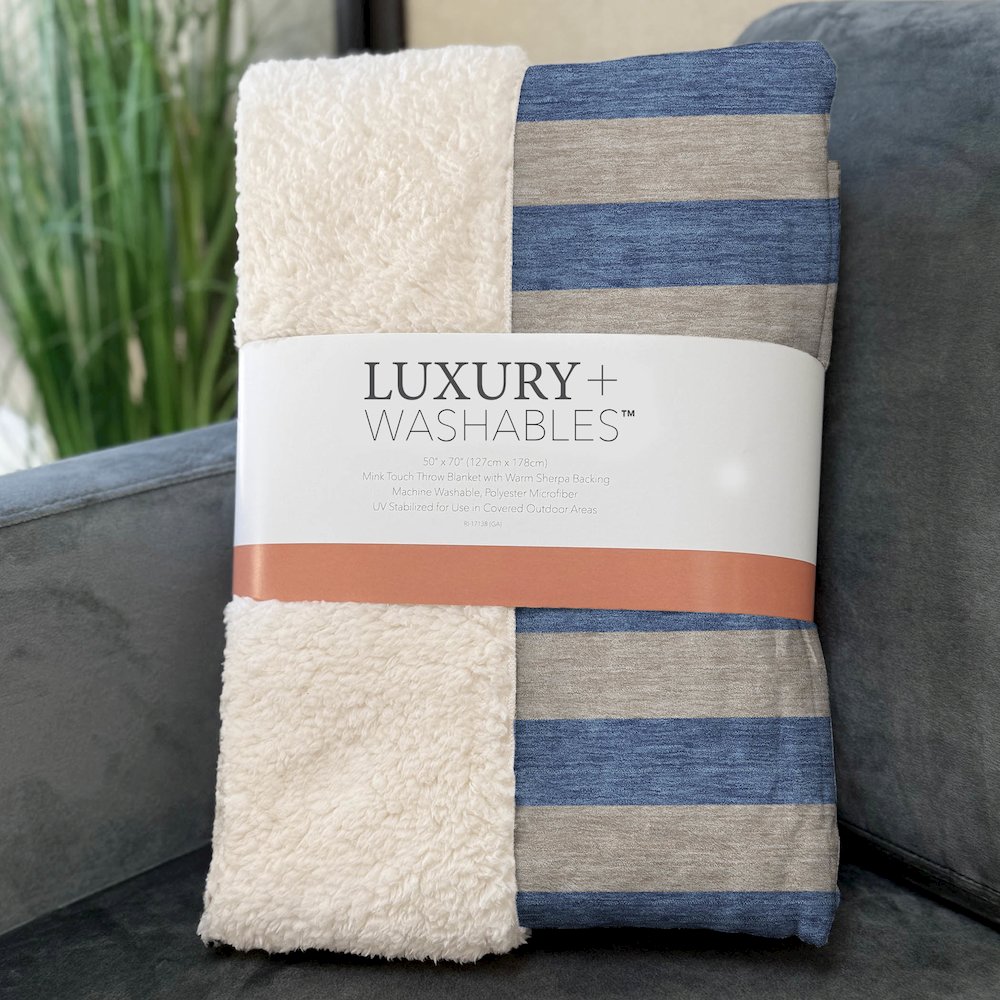 Premium Machine Washable ASB530 Tan 50" x 70" Sherpa Throw Blanket. Picture 3