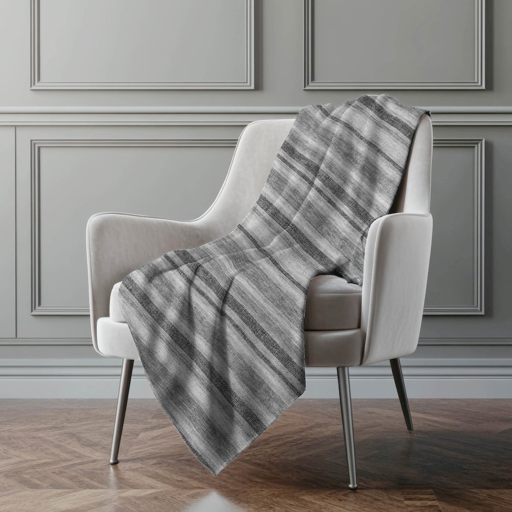 Premium Machine Washable ASB531 Silver 50" x 70" Sherpa Throw Blanket. Picture 4