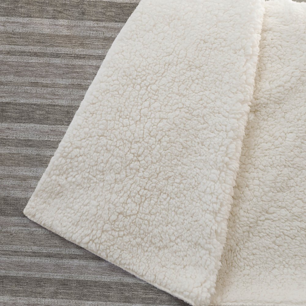 Premium Machine Washable ASB531 Taupe 50" x 70" Sherpa Throw Blanket. Picture 2