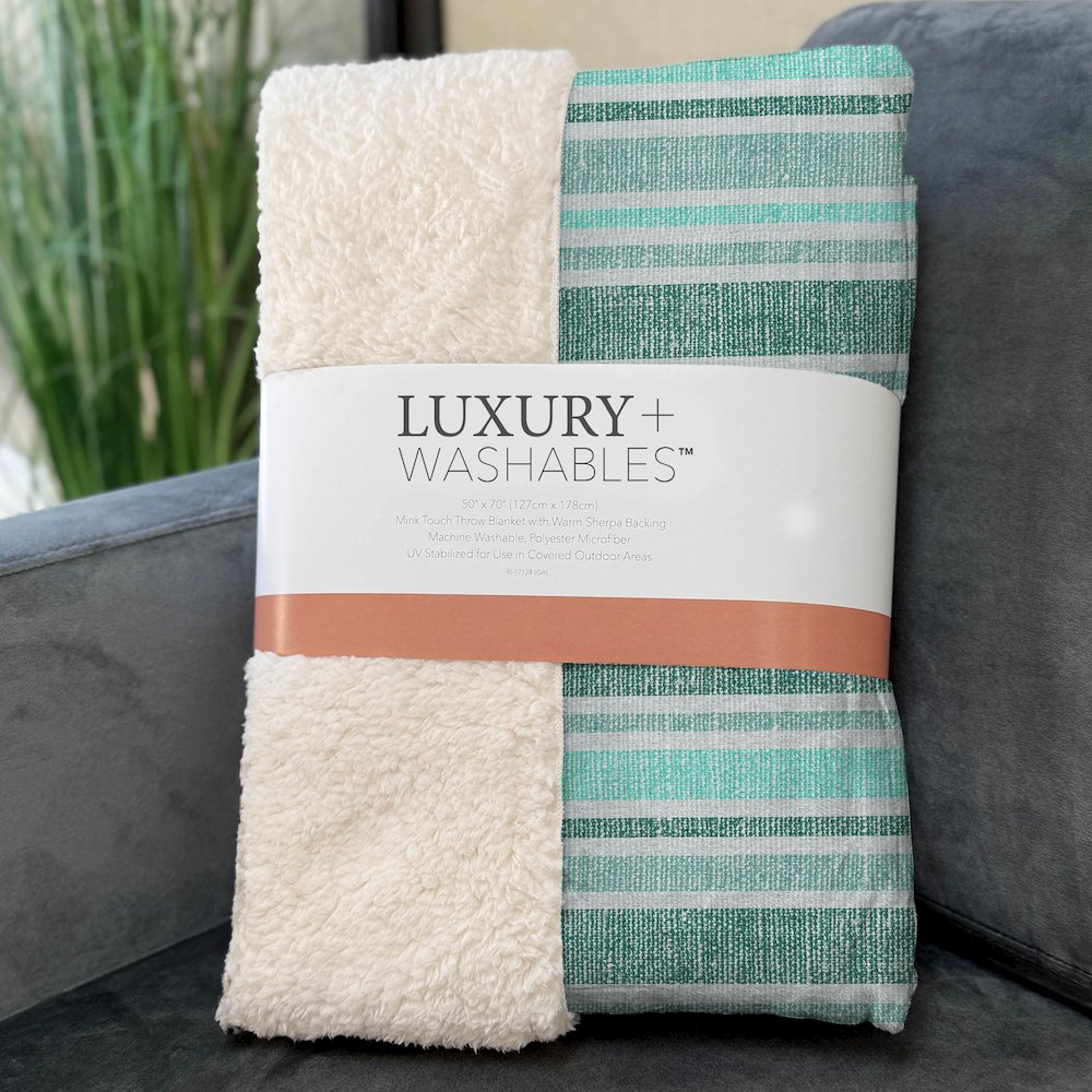 Premium Machine Washable ASB531 Turquoise 50" x 70" Sherpa Throw Blanket. Picture 3