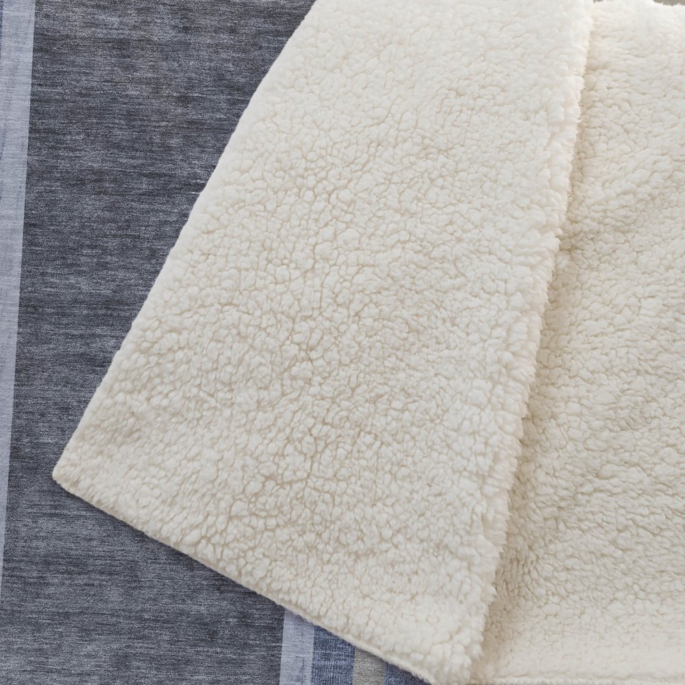 Premium Machine Washable ASB532 Navy 50" x 70" Sherpa Throw Blanket. Picture 2