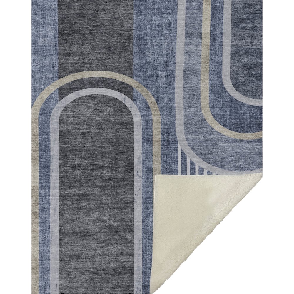 Premium Machine Washable ASB532 Navy 50" x 70" Sherpa Throw Blanket. Picture 1