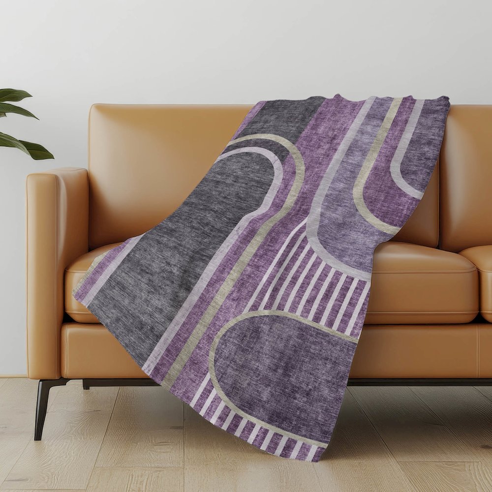 Premium Machine Washable ASB532 Purple 50" x 70" Sherpa Throw Blanket. Picture 5
