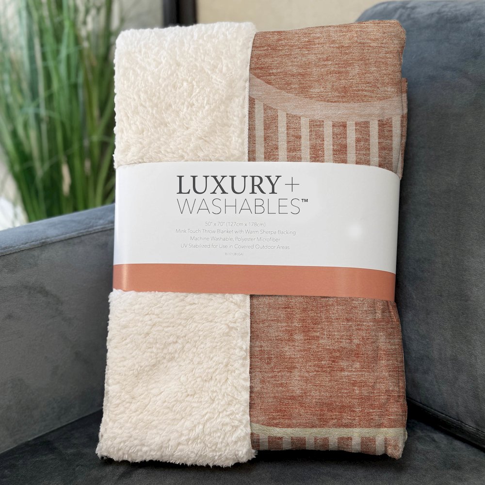 Premium Machine Washable ASB532 Salmon 50" x 70" Sherpa Throw Blanket. Picture 3