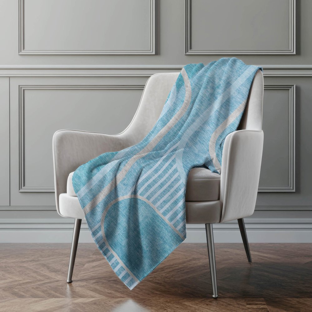 Premium Machine Washable ASB532 Teal 50" x 70" Sherpa Throw Blanket. Picture 4