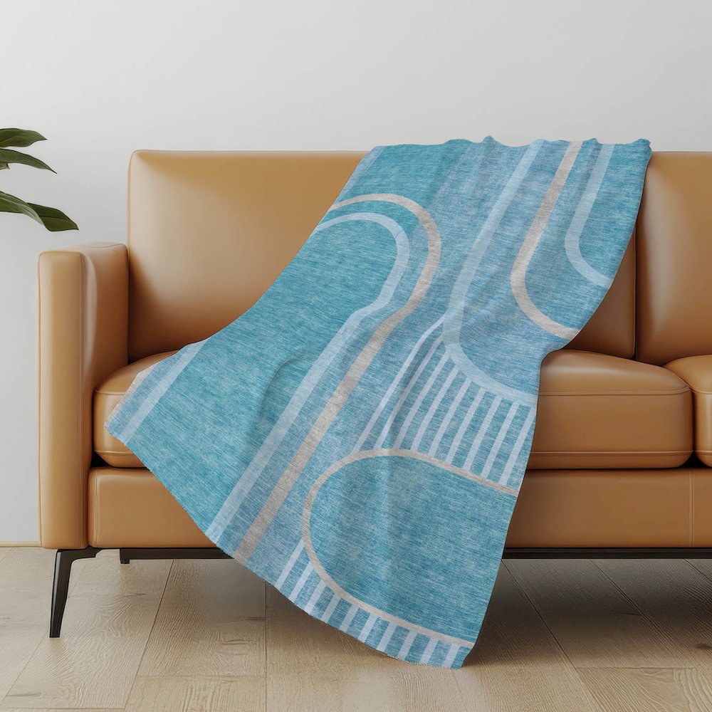 Premium Machine Washable ASB532 Teal 50" x 70" Sherpa Throw Blanket. Picture 5